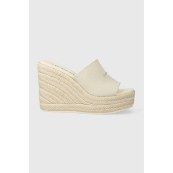 Calvin Klein Jeans Чехли Calvin Klein Jeans SLIDE WEDGE ROPE SANDAL ML BTW в бежово със скосена платформа YW0YW01356 (YW0YW01356)