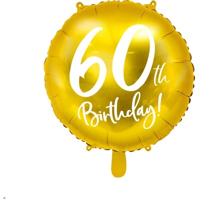 PartyDeco Fóliový balón 60th Birthday zlatý 45cm
