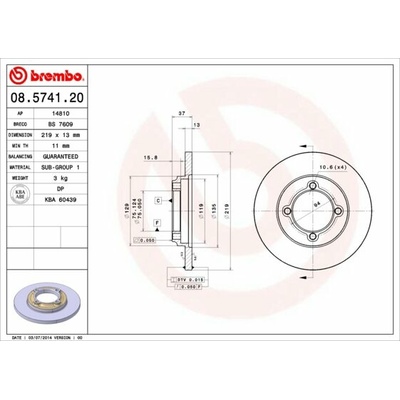 BREMBO brzdový kotúč 08.5741.20, súprava 2 ks