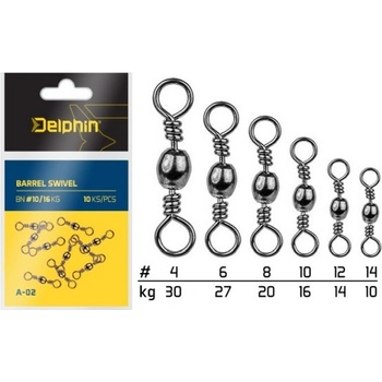 Delphin Obratlík Barrel Swivel A-02 10 ks
