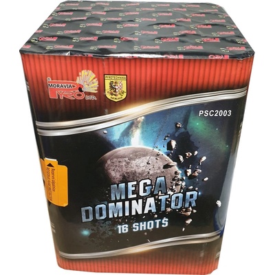 MEGA DOMINATOR kompaktní ohňostroj 16 výstřelů KALIBR 50 mm