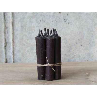 Černá úzká krátká svíčka Short dinner black - Ø 2 *11cm / 4.5h - Chic Antique
