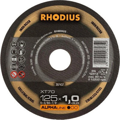 RHODIUS Extra tenký řezný kotouč XT70 125 x 1,0 x 22,23 ALPHAline 207437