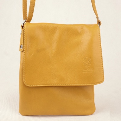 Malá kožená crossbody kabelka no. 8866 tmavěžlutá
