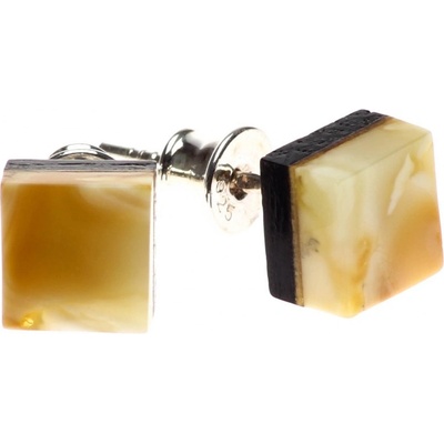 REBLAN drevené náušnice s jantárom z kolekcie AMBERWOOD TDNU010