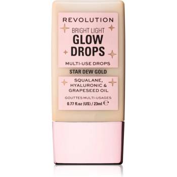 Makeup Revolution Bright Light Glow Drops течен хайлайтър цвят Golden Star Dew 23ml