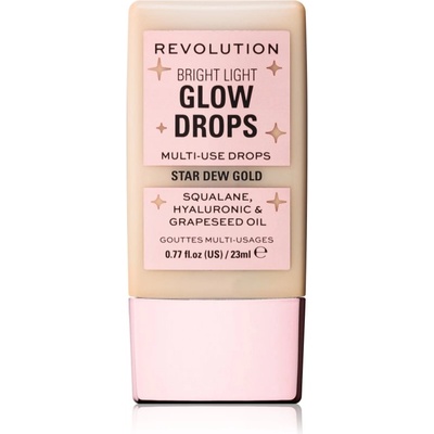 Revolution Bright Light Glow Drops течен хайлайтър цвят Golden Star Dew 23ml