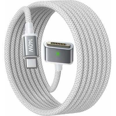 Lisen YL0123070001 Type-C na MagSafe 3 pro MacBook 140 W super rychlé nabíjení opletený 2m stříbrný