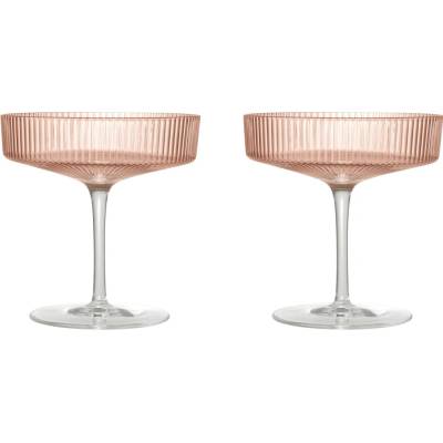 Ferm Living Skleničky na šampaňské Ripple Blush 2 x 150 ml