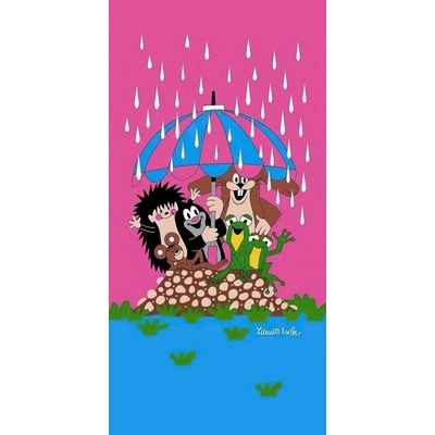 Matějovský dětská plážová osuška Krtek a kapky 70 x 150 cm růžová