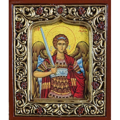 Dřevěná vyřezávaná ikona – Svatý Archanděl Michael (Archistratég)