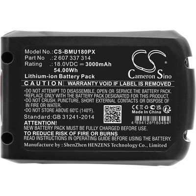 Cameron Sino Батерия акумулаторен трион BOSCH AdvancedCut 18 1600A005B0 LiIon 18V 3000mAh Cameron Sino (CS-BMU180PX)
