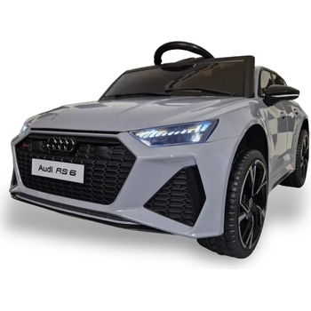 ROLLZONE Audi RS6 12V - Детска акумулаторна кола, Сива, Кожена седалка, EVA гуми (BRD2118-grey)
