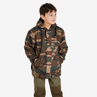 Solognac detská hrejivá poľovnícka bunda Woodland 100 maskáčová khaki