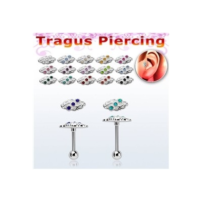 Piercingate činka do ucha s kamínky PNC00107 černá