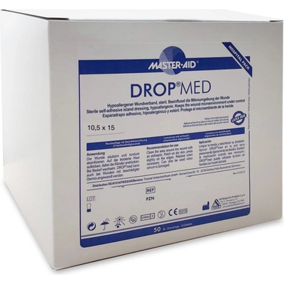 Master Aid Náplast antiseptická DROP Med 10,5 x 15 cm/50 ks s polštářkem