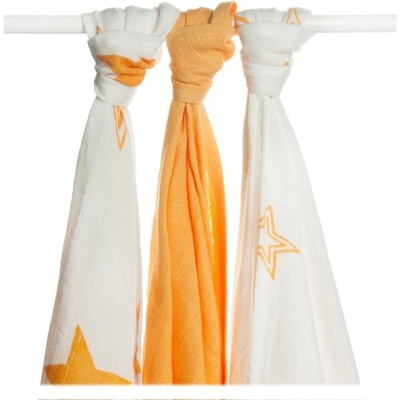 KIKKO XKKO Bambusové BMB 70 x 70 Orange Stars MIX 3 ks
