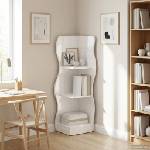 vidaXL Ъглов рафт Бял гланц 34 x 33 x 102 см Инженерна дървесина (899940)