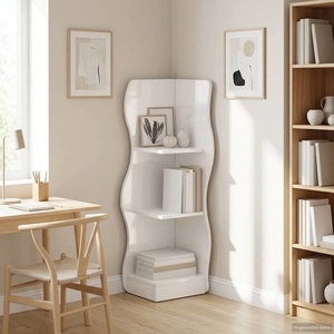 vidaXL Ъглов рафт Бял гланц 34 x 33 x 102 см Инженерна дървесина (899940)