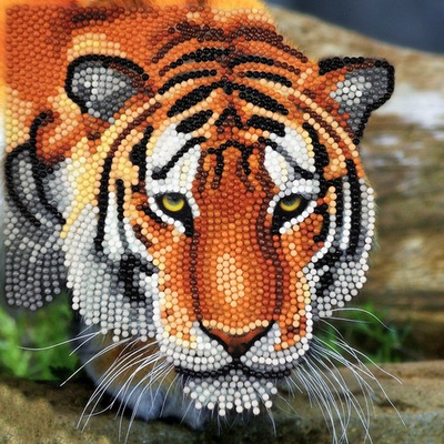 Pohľadnica Tiger vykladanie z diamantov