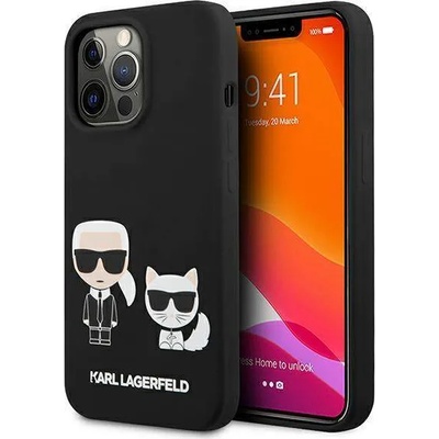 KARL LAGERFELD Karl & Choupette Silicone Case - дизайнерски силиконов кейс за iPhone 13 Pro Max (черен)