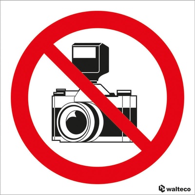 Walteco Zákaz fotografování - symbol 90x90mm, samolepka Množství: 1 ks , 20112