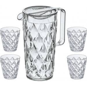 Koziol Кана за вода и чаши за вода CRYSTAL в комплект, 4 бр. , 250 мл/ 1, 6л, Koziol (KOZ4007535)