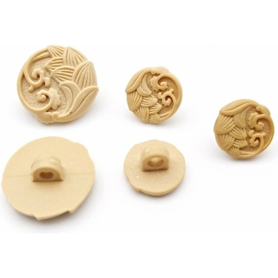 Gombík so spodným prišitím - s plastickým reliéfom - béžový - priemer 1,5cm