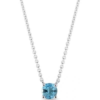 Klenota Náhrdelník z bieleho zlata so Swiss blue topásom k0788042