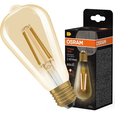 Osram retro LED zlatá žiarovka E27 VINTAGE 7,2 W, teplá biela 4099854137822