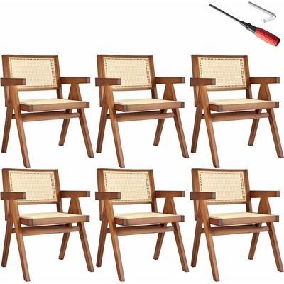 tectake Lissy s vídeňským pletením Tmavý dub 6 ks