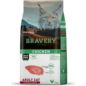 Bravery Chicken Sterilised Adult Cat - Пълноценна храна за израснали кастрирани котки от всички породи с пилешко 7 кг