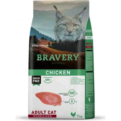 Bravery Chicken Sterilised Adult Cat - Пълноценна храна за израснали кастрирани котки от всички породи с пилешко 7 кг