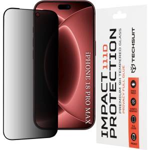 Techsuit Стъклен протектор за поверителност за iPhone 18 Pro Max - 111D Privacy Full Glue - Techsuit - Черен