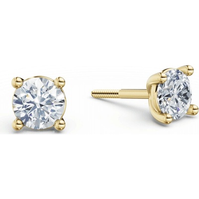 DF dámske náušnice 6409, žlté zlato s laboratórnymi diamantmi s hmotnosťou 1,00 ct VS1/F