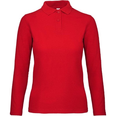 B&C ID.001 LSL /women Dámske piqué polo s dlhým rukávom červená