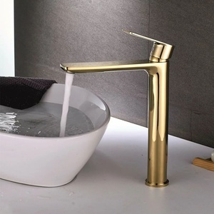 Inter Ceramic Висок смесител за умивалник Inter Ceramic Dover, едноръкохватков, златист гланц (1180505 GOLD)