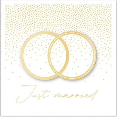 Svatební přání 8x8 cm Artebene Just Married with Rings