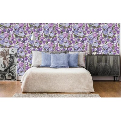 DIMEX ART Луксозна флизелинова тапета лилаво цъфтящо цветно легло
