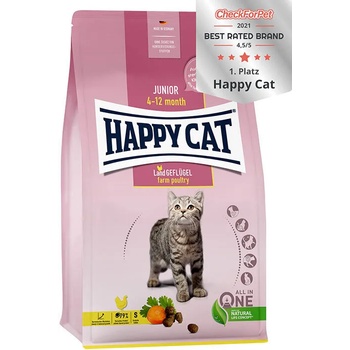 Happy Cat Young Junior Farm Poultry - Вкусна храна за котенца с пилешко месо