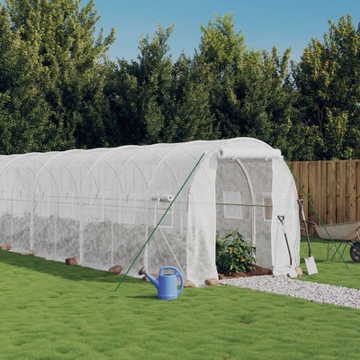 vidaXL Skleník s ocelovým rámem bílý 40 m² 20 x 2 x 2 m