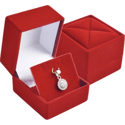 Jantario Krabička na prívesok alebo retiazku červený zamat 4,3 x 4,7 x 3,9 cm 101045