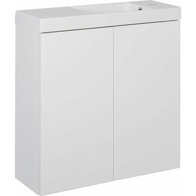 A - Interiéry Skříňka s umyvadlem Socrate 60 Slim W bez úchytek, bílá fólie, lesk/bílý lak, lesk, 61x65x22