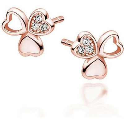 Lafira stříbrné náušnice Rose Gold Clover Z1720ERG