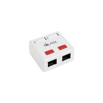 Solarix Zásuvka dátová 2xRJ45 na omietku biela CAT5E UTP SX288-5E-UTP-WH