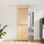 vidaXL Преплъзваща се врата 70 x 210 cm Естествено и бяло (3444933)