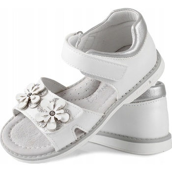 Kvetinové sandále s koženou profilovanou vložkou biele