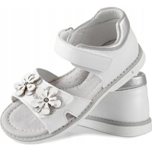 Kvetinové sandále s koženou profilovanou vložkou biele