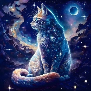 Norimpex - Puzzle Diamant painting: Cat in the moonlight 30x40cm - 1 - 39 piese