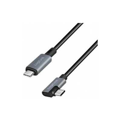 LogiLink CU0183 USB 2.0 Type-C to Type-C Cable Angled to USB-C E-mark PD Black 2m